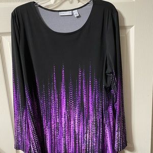 Susan Graver liquid knit border print scoop tunic